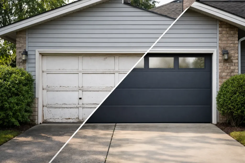 Garage Door Replacement Before and After